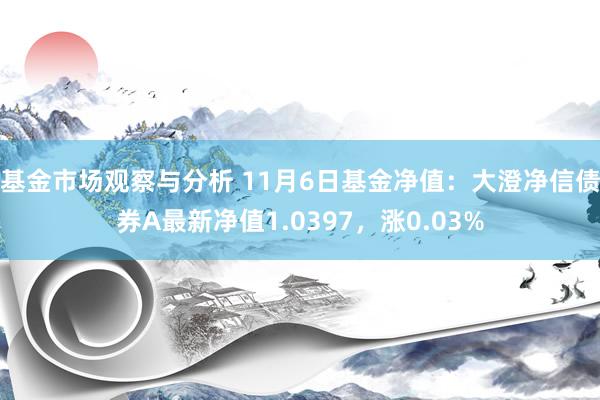 基金市场观察与分析 11月6日基金净值：大澄净信债券A最新净值1.0397，涨0.03%