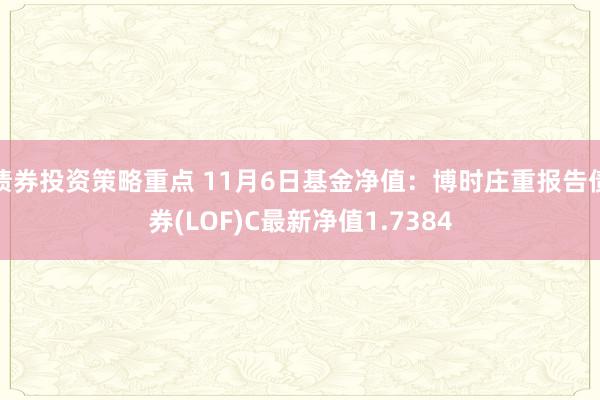 债券投资策略重点 11月6日基金净值：博时庄重报告债券(LOF)C最新净值1.7384