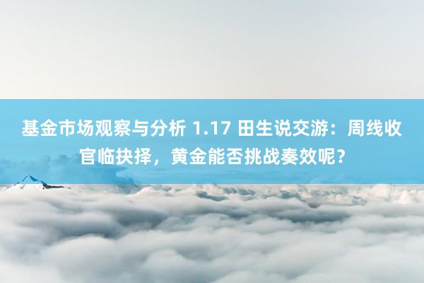 基金市场观察与分析 1.17 田生说交游：周线收官临抉择，黄金能否挑战奏效呢？