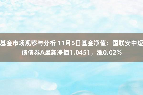 基金市场观察与分析 11月5日基金净值：国联安中短债债券A最新净值1.0451，涨0.02%