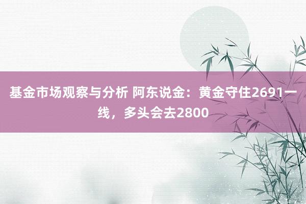 基金市场观察与分析 阿东说金：黄金守住2691一线，多头会去2800