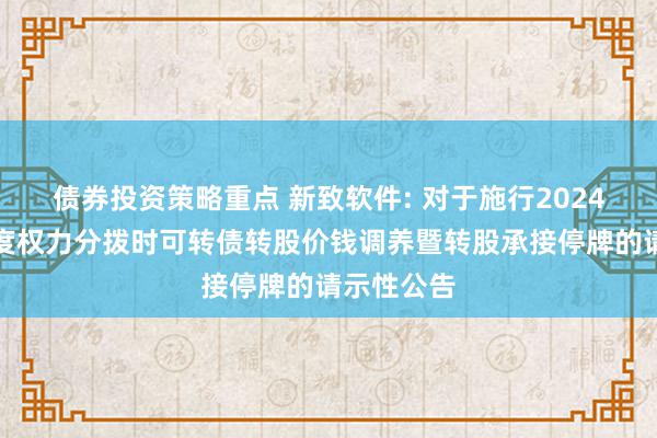 债券投资策略重点 新致软件: 对于施行2024年前三季度权力分拨时可转债转股价钱调养暨转股承接停牌的请示性公告