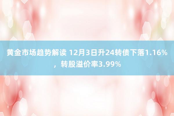 黄金市场趋势解读 12月3日升24转债下落1.16%，转股溢价率3.99%