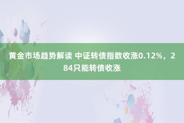 黄金市场趋势解读 中证转债指数收涨0.12%，284只能转债收涨