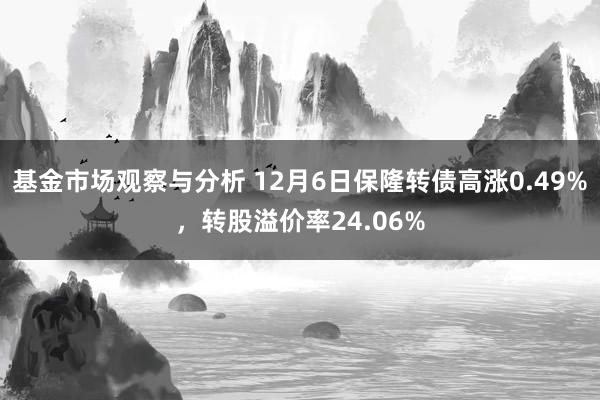 基金市场观察与分析 12月6日保隆转债高涨0.49%，转股溢价率24.06%