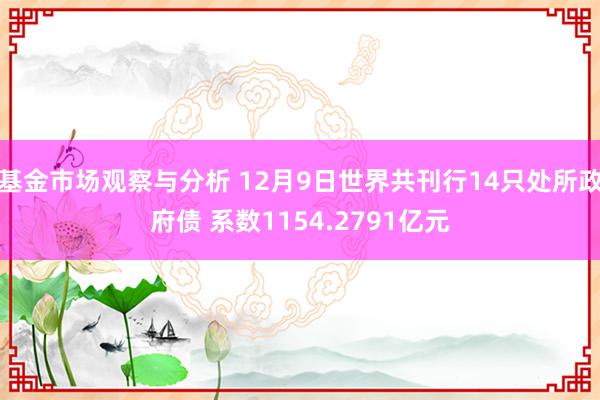 基金市场观察与分析 12月9日世界共刊行14只处所政府债 系数1154.2791亿元