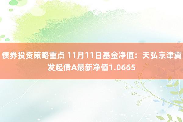 债券投资策略重点 11月11日基金净值：天弘京津冀发起债A最新净值1.0665