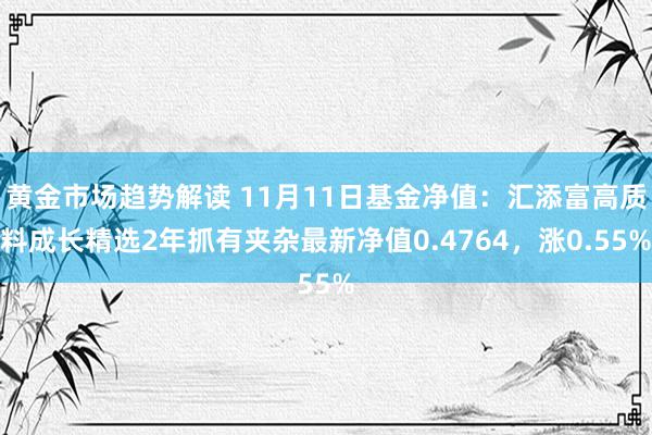 黄金市场趋势解读 11月11日基金净值：汇添富高质料成长精选2年抓有夹杂最新净值0.4764，涨0.55%