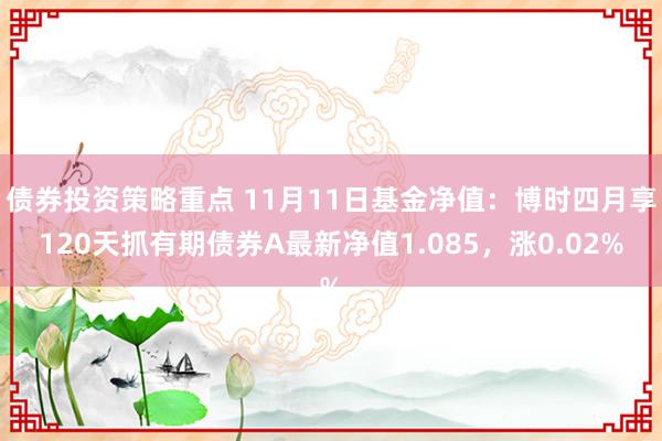 债券投资策略重点 11月11日基金净值：博时四月享120天抓有期债券A最新净值1.085，涨0.02%