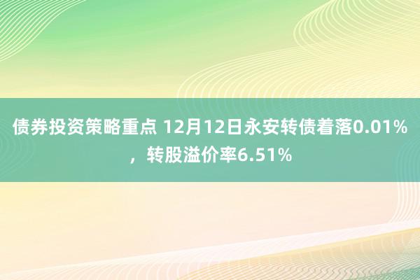 债券投资策略重点 12月12日永安转债着落0.01%，转股溢价率6.51%