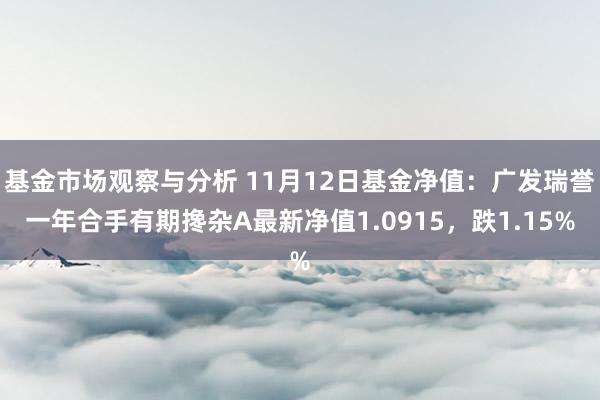 基金市场观察与分析 11月12日基金净值：广发瑞誉一年合手有期搀杂A最新净值1.0915，跌1.15%