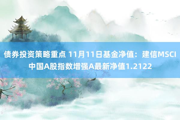 债券投资策略重点 11月11日基金净值：建信MSCI中国A股指数增强A最新净值1.2122