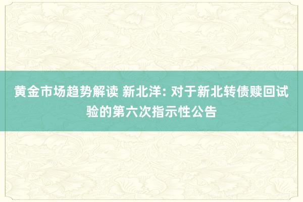 黄金市场趋势解读 新北洋: 对于新北转债赎回试验的第六次指示性公告