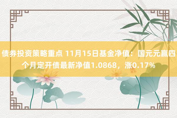 债券投资策略重点 11月15日基金净值：国元元赢四个月定开债最新净值1.0868，涨0.17%