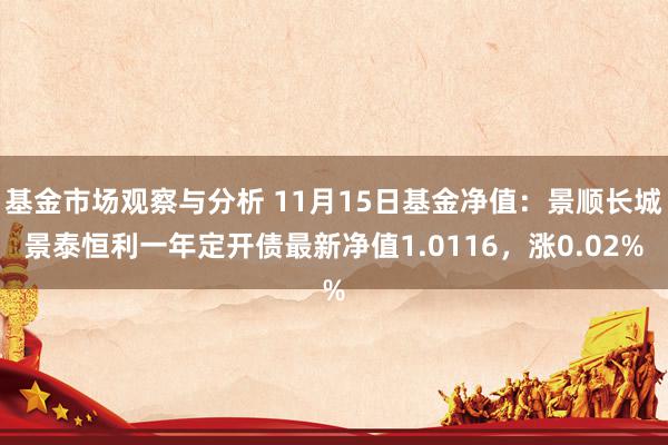 基金市场观察与分析 11月15日基金净值：景顺长城景泰恒利一年定开债最新净值1.0116，涨0.02%