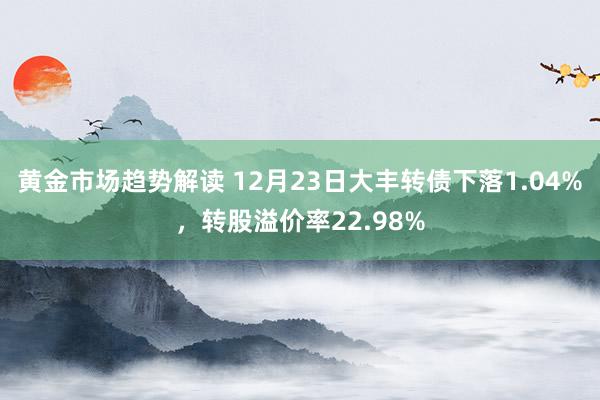 黄金市场趋势解读 12月23日大丰转债下落1.04%，转股溢价率22.98%