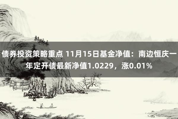 债券投资策略重点 11月15日基金净值：南边恒庆一年定开债最新净值1.0229，涨0.01%