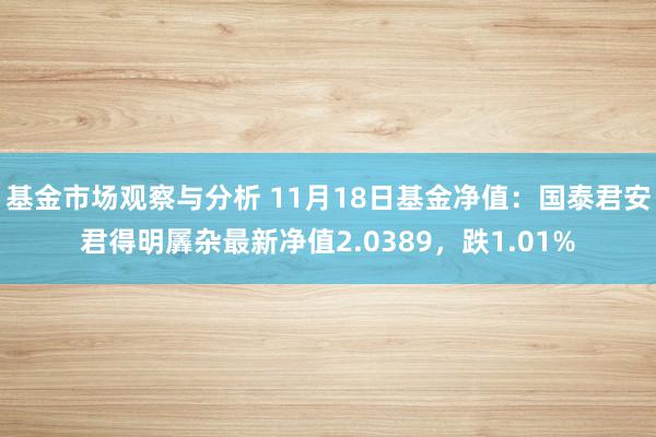 基金市场观察与分析 11月18日基金净值：国泰君安君得明羼杂最新净值2.0389，跌1.01%