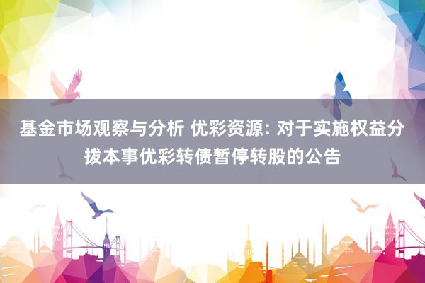 基金市场观察与分析 优彩资源: 对于实施权益分拨本事优彩转债暂停转股的公告