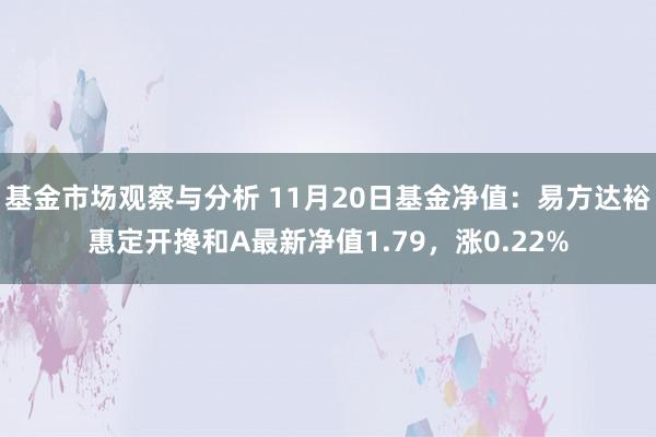 基金市场观察与分析 11月20日基金净值：易方达裕惠定开搀和A最新净值1.79，涨0.22%