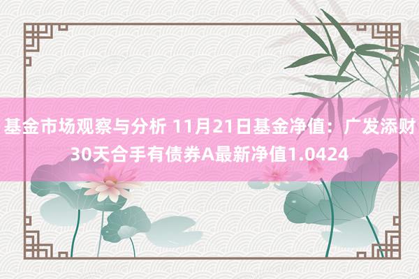 基金市场观察与分析 11月21日基金净值：广发添财30天合手有债券A最新净值1.0424