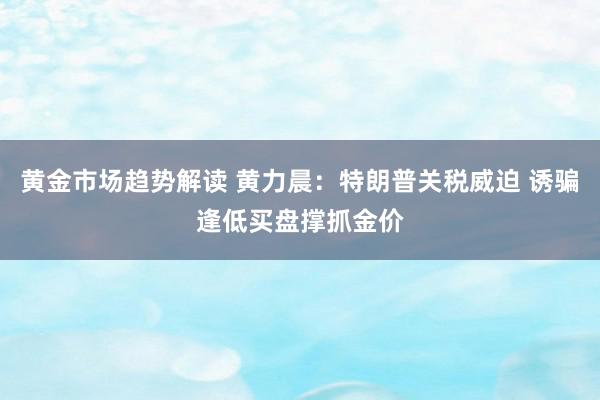 黄金市场趋势解读 黄力晨：特朗普关税威迫 诱骗逢低买盘撑抓金价