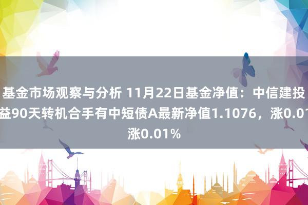 基金市场观察与分析 11月22日基金净值：中信建投稳益90天转机合手有中短债A最新净值1.1076，涨0.01%