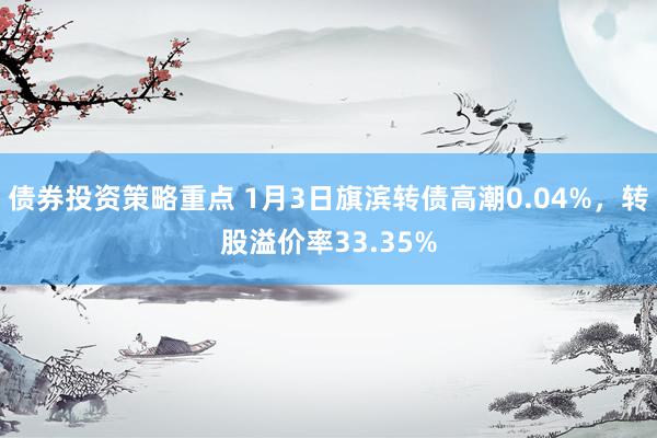 债券投资策略重点 1月3日旗滨转债高潮0.04%，转股溢价率33.35%