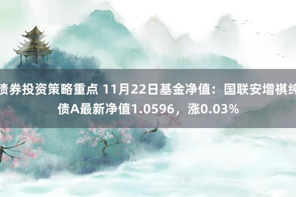 债券投资策略重点 11月22日基金净值：国联安增祺纯债A最新净值1.0596，涨0.03%