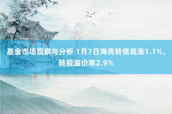 基金市场观察与分析 1月7日海亮转债高涨1.1%，转股溢价率2.9%