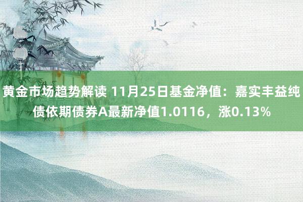 黄金市场趋势解读 11月25日基金净值：嘉实丰益纯债依期债券A最新净值1.0116，涨0.13%